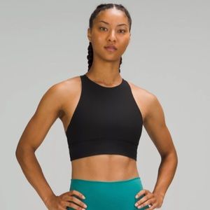 Lululemon High-Neck Longline Ribbed Bra Medium Support Sports Bra B-D Cup/Size 4